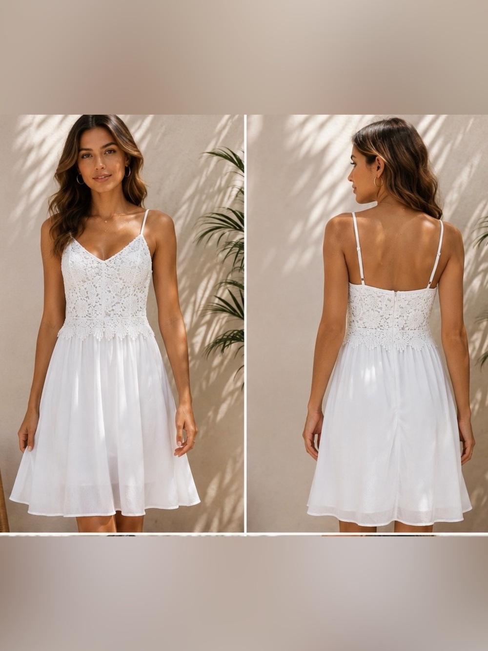 White Crochet Bodice Spaghetti Strap Dress